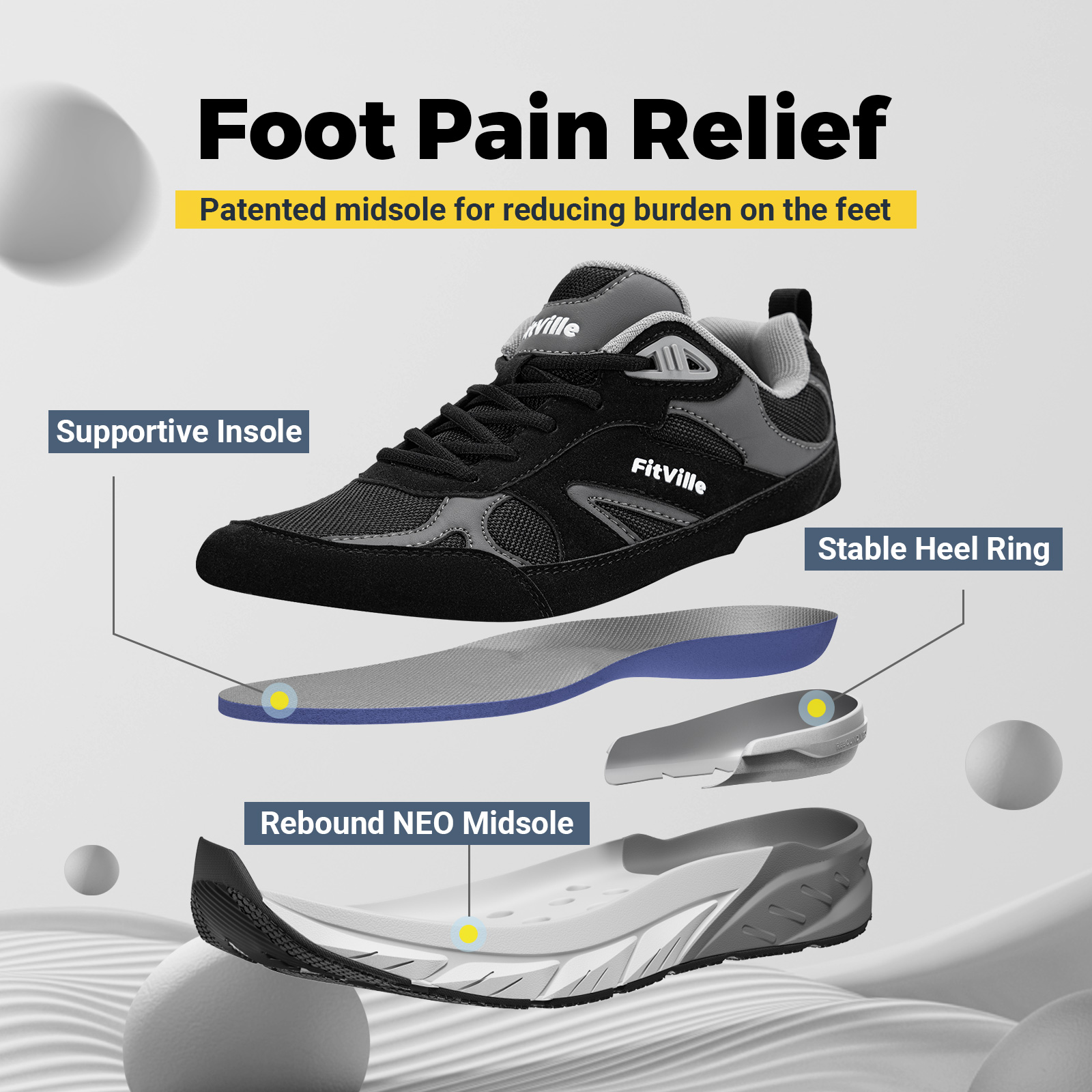 Fitville Wandelschoenen Brede  - Men'S Shoes Plantar Fasciitis recensie en prijs